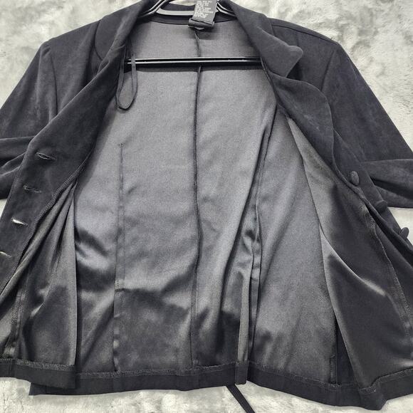 Vintage Brett Alixander Jacket Womens 12 Black Stretch Sueded Polyester Lined - Picture 3 of 12